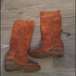 Lucky Brand Sanna suede wedge boot. Gently used